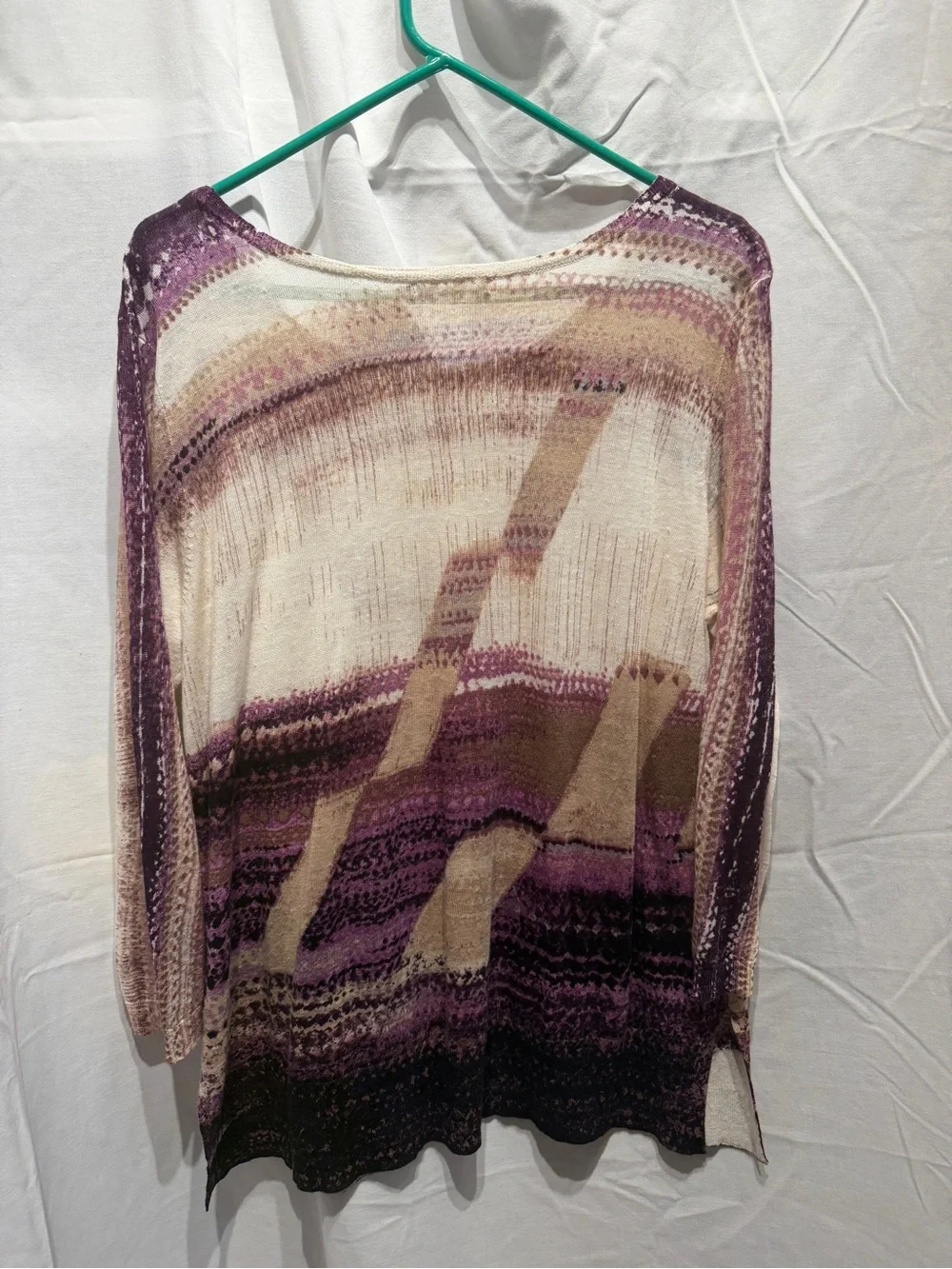 NIC+ZOE Lavender and Cream Knit Sweater
